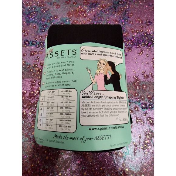 ASSETS BY SARA BLAKELY SPANX BLACK ANKLE LENGTH SHAPING TIGHTS SIZE 4 - Picture 3 of 8